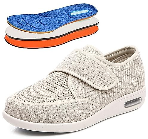 Hombres Mujer Ajustable Zapatos Turgente Pies,Pies Hinchados Calzado Antideslizante DiabéTico Zapatos Deportivos Casuales Ajustables Zapatos para Personas Mayores Zapatillas EU 40(26cm/10.2in)