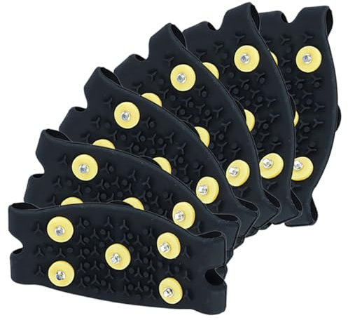 SAFIGLE 3 Paar Eisgreifer Für Schuhe Mit Rutschfesten Stahlspikes Elastische Winter Steigeisen Für Wanderschuhe Verstellbare Schneeketten Für EIS Und Schnee