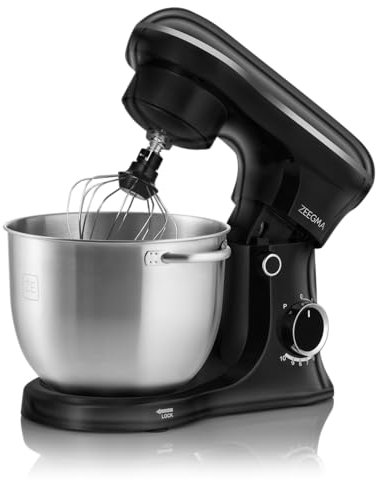 ZEEGMA PLANEET TRIO Robot Pâtissier 1500 W Robot de Cuisine Multifonctionnel avec 3 Bols de 4 l, 4,5 l et 5,2 l, 10 Vitesses Mixeur avec Crochet, Agitateur, Fouet, Couvercle Doseur (Noir)