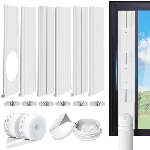 LINGKY Guarnizione Finestre per Condizionatore Portatile, Asciugatrice, Piastra del Kit Finestra per Condizionatore Portatile (Lunghezza 43-225 cm)