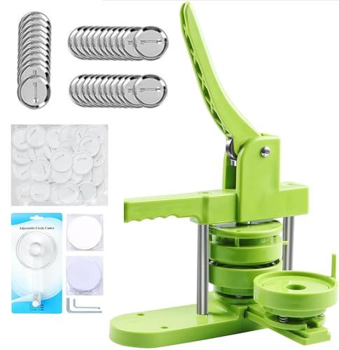 RATSTONE Maquina Hacer Chapas,Maquina Chapas,(58 mm/2.83 inch) Máquina Para Chapas De Hojalata,Con Consumibles 400pcs,Adecuada Para Estudiantes,Niños,Adultos,Regalos Diy,Fabricación De Pins(Verde)