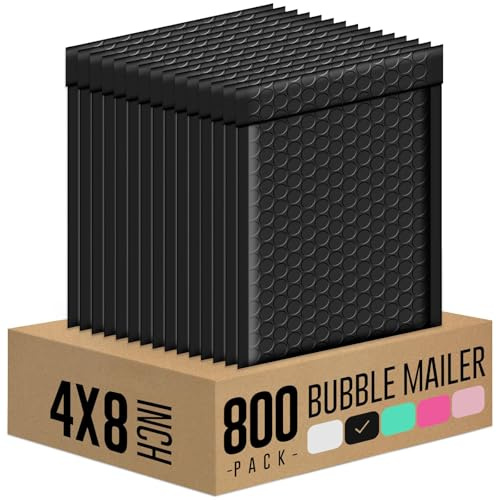Switory 800PCS Padded Envelopes Black Bubble Mailers 4x8in Waterproof Bubble Envelopes Thick Padded Mailers Packaging Lightweight & Tear Resistant, Self-Adhesive Mailing Bags for Jewelry & Makeup