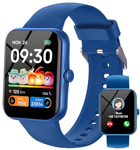 Alutoria Smartwatch Bambini Fitness Tracker, 1.83 Orologio per Bambino Bambina con Cardiaca Monitor del Sonno Resistente all'Acqua IP68, Smart Watch per Ragazza Ragazzo Ado 5-16 Anni Regalo (Blu)
