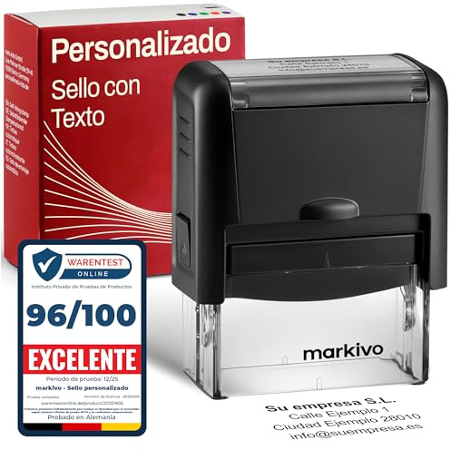 Stempel Personalisiert - Firmenstempel mit Text, langlebiger und selbstfärbender Addressstempel, personalisierter Namensstempel 38x14mm, max. 4 Zeilen, schwarz (S)