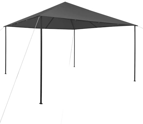 Nqyjm Trädgårdspaviljong utomhus lusthus 4 x 4 x 3 m antracit 180 g/m², lusthus tält mottagningstält för bröllop, fester, camping, kommersiella evenemang