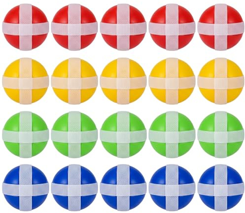 20 Palline Adesive per Tiro al Bersaglio Bambini, Palline con Diametro 3.4cm in 4 Colori Vivaci, Gioco da Giardino e Interno, Ricambio per Bersaglio a Freccette, Regalo per Bambini 3-8 Anni