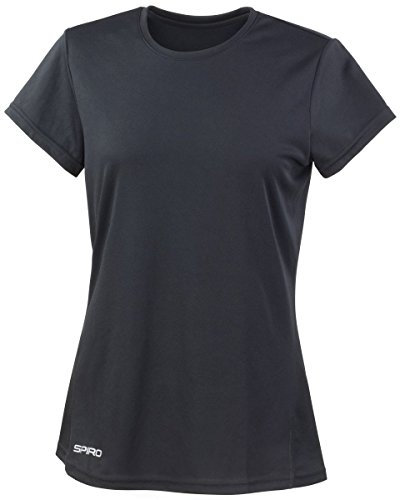 Spiro Womens/Ladies Sports Quick-Dry Short Sleeve Performance T-Shirt (L) (Black)