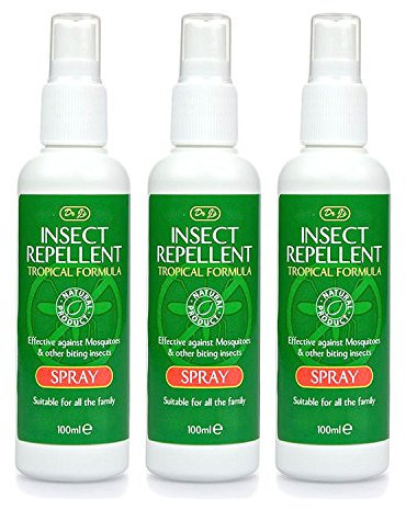 3x Dr J's Insect Mosquito REPELLENT SPRAY Tropical Formula 100ml Travel