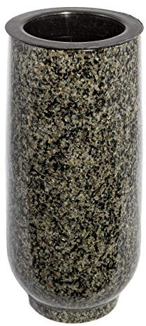 Afterglow Vase funéraire élégant en granit véritable Impala clair - Hauteur : 20 cm - Diamètre : 10 cm - Résistant aux intempéries et au gel - Avec insert en plastique