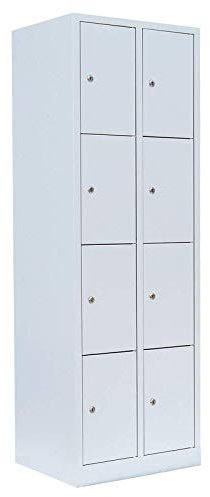 Lüllmann 8 Fächer Schließfachschrank komplett montiert grau 180x60x50cm Wertfachschrank Fächerschrank Spind Umkleideschrank 520420