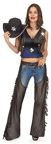 DEGUISE TOI Costume da cowgirl sexy con gambali per donna - Nero - S