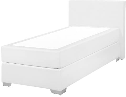 Lit Simple Boxspring 90 x 200 cm en Velours Blanc Ressorts Ensachés Epais President