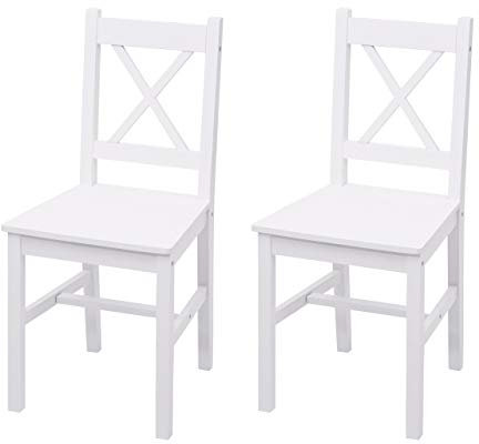Mendler 2er-Set Esszimmerstuhl HWC-F77, Lehnstuhl Küchenstuhl Stuhl, Massiv-Holz Landhaus - weiß