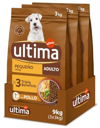 Ultima Pequeño Adult Pollo, Comida seca para perros, Pack de 3 x 3kg, Total 9kg