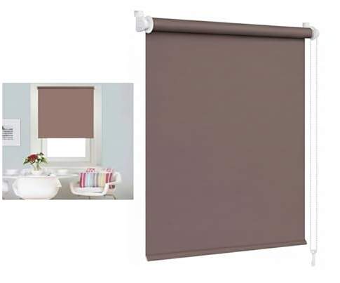 Estores Enrollables Opacos | con Tejido de Calidad | Poliéster | Efecto Blackout | Oscurecimiento Total y Privacidad para Salón, Dormitorio, Baño y Oficina |180x100 cm (Marron)