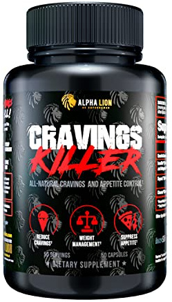 Alpha Lion Cravings Killer Supplement with Saffron Extract & Garcinia Cambogia Extract for Metabolism & Diet Support, Helps Control Hunger & More (50 Capsules)