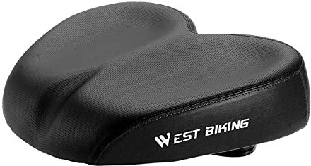 Perfeclan Bequemer Fahrradsattel Radfahren Stoßdämpfer Straße Berg Weiches Erweitern Verdicken Atmungsaktiv Nasenlos Frauen, Schwarz