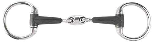 HORZE Mors de Filet Double Brisure Caoutchouc à Olives, Noir, 115