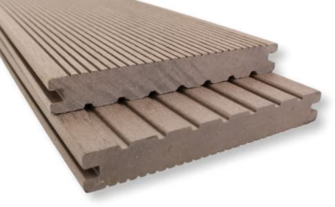 Gartenwelt Riegelsberger WPC Lame de terrasse profil complet Marron 20 x 145 mm Longueur 170 cm