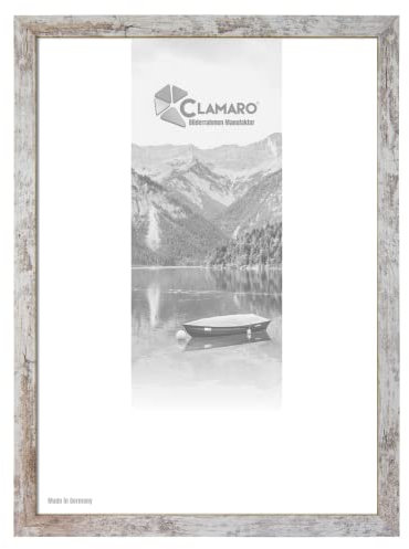 CLAMARO 'Collage' Marco de fotos hecho a mano, 90 x 120 cm, hecho a mano, color blanco vintage, moderno marco de fotos de madera de densidad media, incluye cristal acrílico, parte posterior y colgador