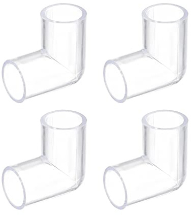 sourcing map 4uds Transparente Acrílico Tubería Codo, 20mm/0,79 2 Vías Codo Tubería Montaje Adaptador para Acuarios Agua Peces Tanque