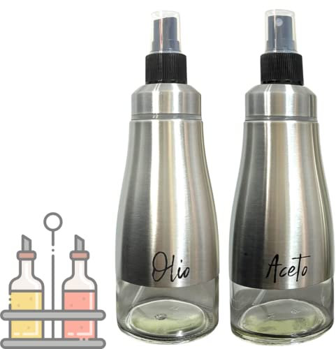 Spruzzini Nebulizzatori Olio e Aceto da Cucina in Vetro - Uso per: Friggitrice ad Aria, Cucinare,Forno,Grigliare,Insalata
