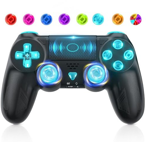 Gamrombo Wireless Controller für PS4, Game Controller kompatibel mit PS4/Pro/Slim/PC Gamepad mit Turbo/Zurück Taste/Dual Vibration/6-Achsen Gyro Sensor/Touchpanel
