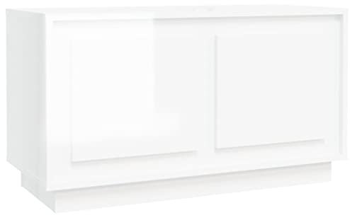 vidaXL Mueble para TV Madera contrachapada Blanco Brillo 80x35x45 cm
