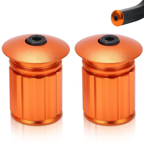 Agatige Lenker-Endkappen, Aluminium-Fahrrad-Lenkerstopfen Lenker-Griffstangen-Endkappen Universelle Fahrrad Endstopfen Lenkerendgriffe Für 18–20 mm/0,7–0,8 Zoll Fahrradlenker(Orange)