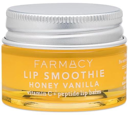 Farmacy Vitamin C + Peptide Hydrating Lip Balm - Lip Smoothie Moisturizing + Plumping Treatment - Smooths Lines with a High-Gloss Finish - Honey Vanilla (10g)