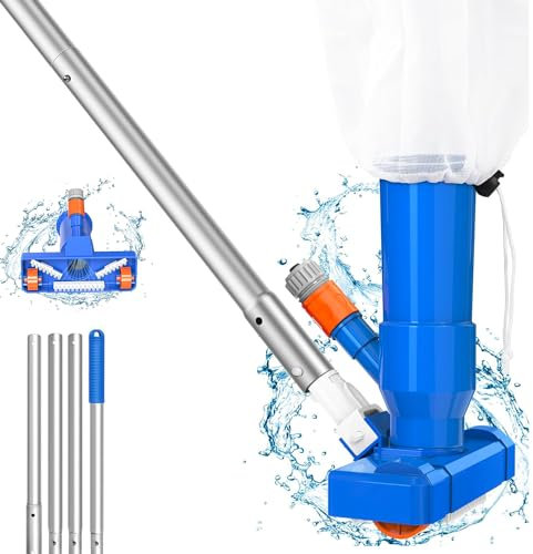 Aspirateur de Piscine, kit de Nettoyage 150 cm pour Jacuzzi avec Brosse et Sac à Feuilles en Maille, aspirateur pour Nettoyer Le Fond Mini Nettoyeur pour Jardin extérieur Spa Fontaine Hors