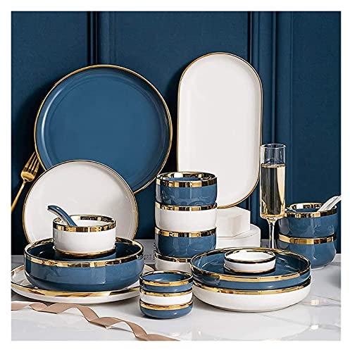 Porzellan-Geschirr-Sets, Teller- und Schüssel-Sets, 50-teiliges High-End-Porzellan-Geschirr-Set für 10 Personen, Keramik-Teller- und Schüssel-Sets, Penh Light Luxus-Geschirr-Set, als Hochzeitsgeschenk