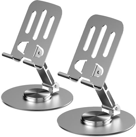 XunyLyee 2 Pack Phone Stand, Adjustable Phone Holder Stand For Desk, Full Aluminum Desktop Holder Stand for iPhone 17 16 15 14 13 12 11, Galaxy S24 Ultra S23, All 4-8 Mobile Phones - Grey