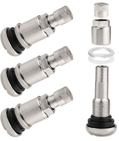 4 Stück Universal Metallventile Felgen, Alufelgen Kupfer Durch Felgen Ventile, Reifen Auto Metallventile mit Gummidichtung Zubehör, Tubeless Metall Reifenventile für Motorrad Traktor Rasenmäher