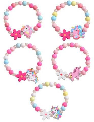 KGDUYC 5 pcs Braccialetti Bambina Bracciali Ragazza Gioielli in Legno, Braccialetti Amicizia per Bambina Ragazza, Bomboniere per Feste di Compleanno di Natale, Regalini Compleanno per Bambini