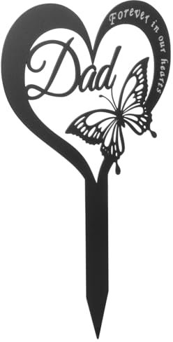 GANAZONO Pila En Forma De Corazón para La Tumba Soporte De Marcador De Tumba Titulares De Decoraciones del Cementerio Estaca del Ángel De La Tumba Lápida Mortuoria Planchar Black