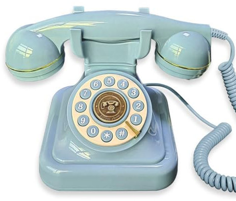 Fangxuee Telefono Fisso Vintage con Filo Stile retrò, Presa A Muro, Vecchio Telefono da Casa, Colore Blu