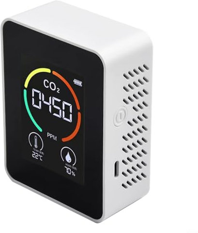 Uwithdanceme Détecteur de dioxyde de carbone multifonctionnel - Moniteur de qualité de l'air - Température et humidité - Écran couleur 400-5000 ppm - Rechargeable pour une utilisation en intérieur