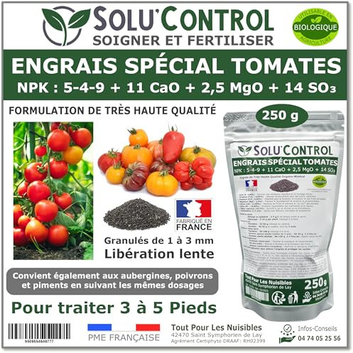 250 g Engrais Spécial Tomates, Aubergines, Poivrons, Piments - SoluControl - Formulation haute qualité Organo-Minerale - Utilisable en Agriculture Biologique