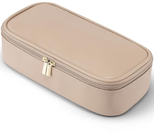 Vlando Travel Makeup Bag,Small Makeup Bag for Women,Gifts for Women Girls, Makeup Pouch Purse Travel Essentials Toiletries-Toffee