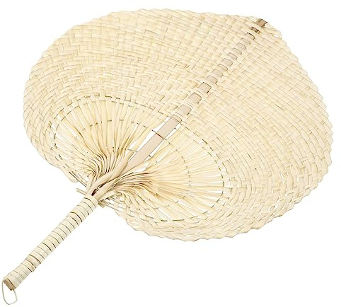 MOTHNUR Abanico de Palma Natural Mano Portátil y Ligero Ventilador Refrescante para Verano Decoración de Pared y Uso Práctico Casa Color Amarillo