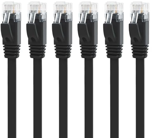 Yauhody Cable Ethernet Cat 6 de 2.5m 6piezas, Cable de Red Gigabit de Alta Velocidad, Cable de Conexión LAN para TV, Juegos y Router (Negro)