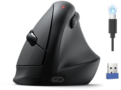 TECKNET Mouse Ergonomico, Mouse Verticale con 3 Modalità (BT5.0/3.0+2.4GHz)