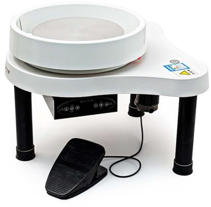 CUTANGELAR Keramisk Hjulmaskin Keramisk Hjulmaskin Med LCD-pekskärm Och Fotpedal Elektriska Keramiska Formningsmaskiner 12,6 Tum Elektrisk Keramikmaskin 60-320 Varv/min(White)