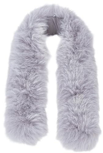 GORGECRAFT 75x7cm Women's Faux Fur Collar Scarf Wrap Winter Neck Warmer Detachable Faux Fur Hood Trim Replacement White Shawl Artificial Furry Chenille Stick Trim for Coat Sweater Jacket Christmas