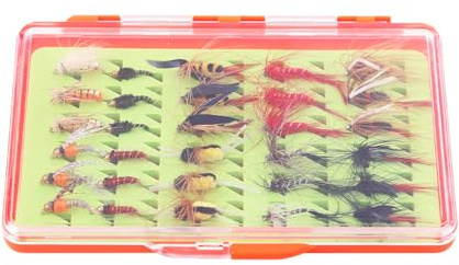 Jenivaint Flugfiske Flugor Sortiment 30st Fishing Bait Kit Konstgjorda Beten Set med Hållbar ABS/PP Box för öring Bas Lax Harr