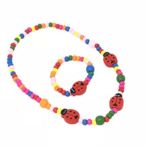 Children's Ladybird Beaded Necklace and Bracelet Set - Girls Party Bag Fillers