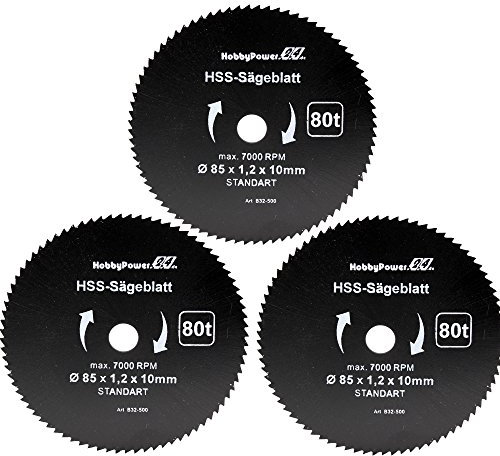 Mini scie circulaire à main Lot de 3 bois FEIN ø85 x 10 x 1,5 mm pour Skil 5330 AA Scie