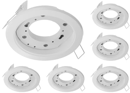 ledscom.de 6x infälld taklampa ZOBE, vit matt, rund, 107mm Ø, 1x GX53 max. 25W