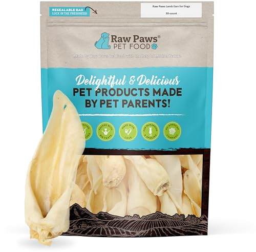 Raw Paws Lamb Ears for Dogs (30 Pack) - Packed in USA - Crunchy Lamb Dog Treats - Single Ingredient, Natural Rawhide Alternative Dog Chews - Preservative & Additive Free
